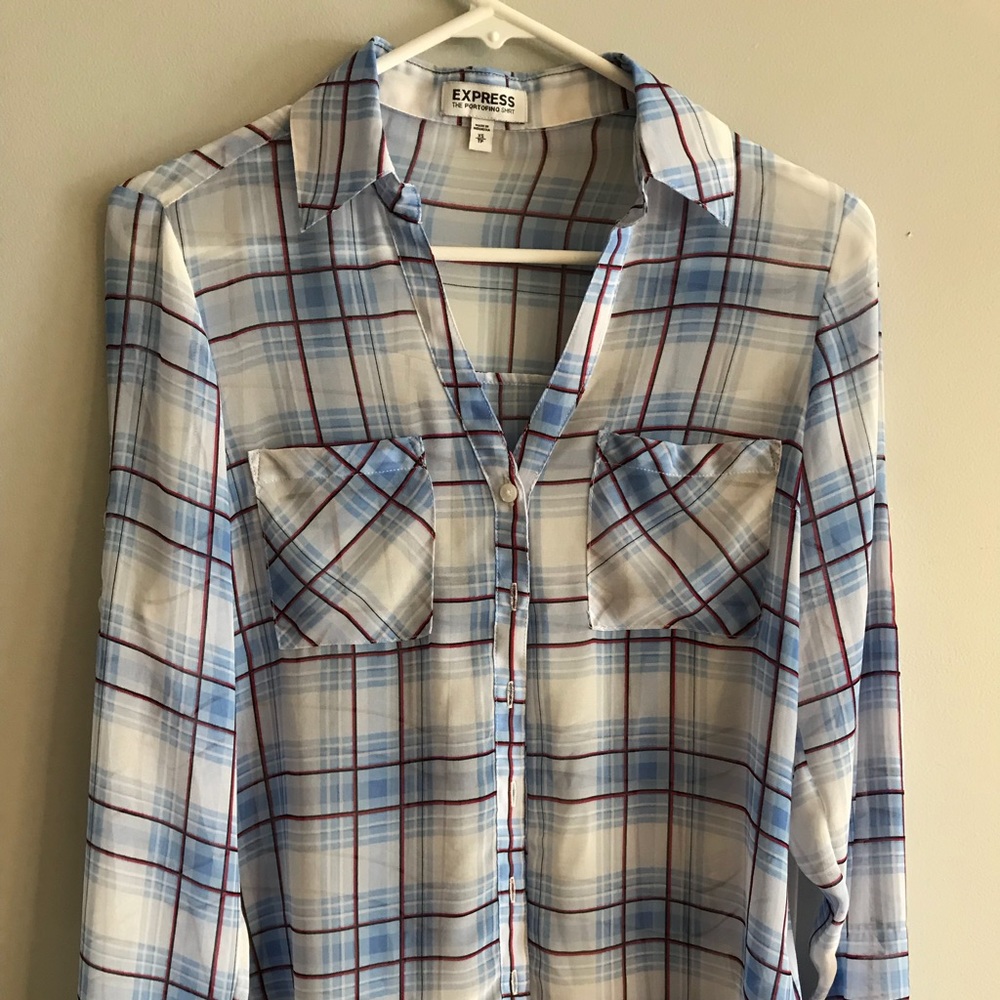 Express sheer button down blouse
